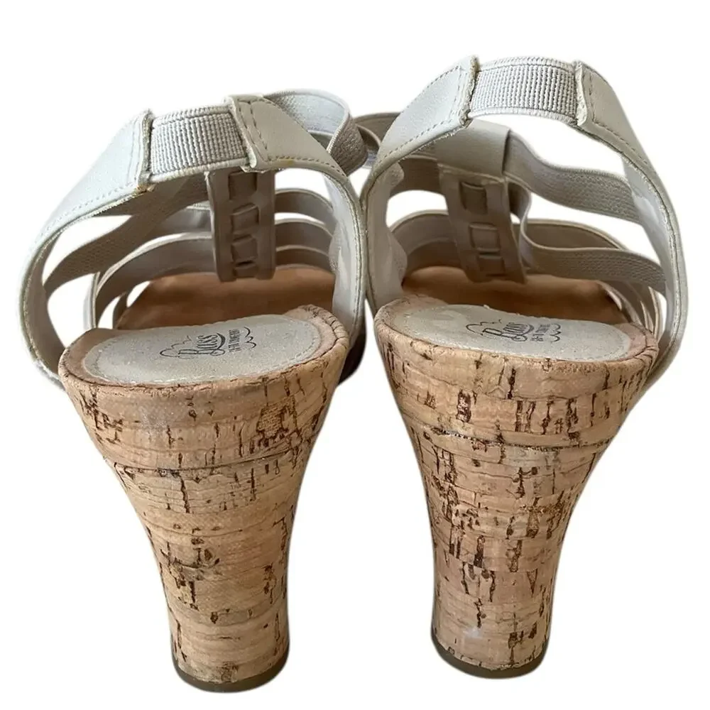 Bass Women's Cream Wedge Shimmery Sandals Size 7